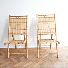 Load image into Gallery viewer, Pair of Folding Bamboo Chairs
