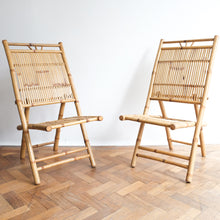 Load image into Gallery viewer, Pair of Folding Bamboo Chairs
